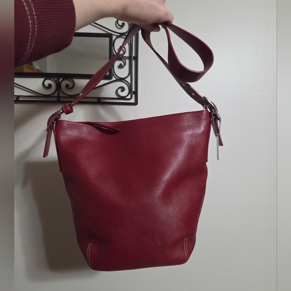 Vintage Y2k Coach Red Small Duffle Sac Convertible Shoulder/Crossbody Bag